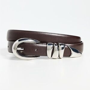 Madewell triple metal keeper belt dark carob brown silver